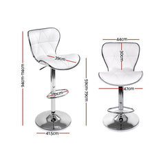 Set of 2 PU Leather Bar Stools - White - BSR