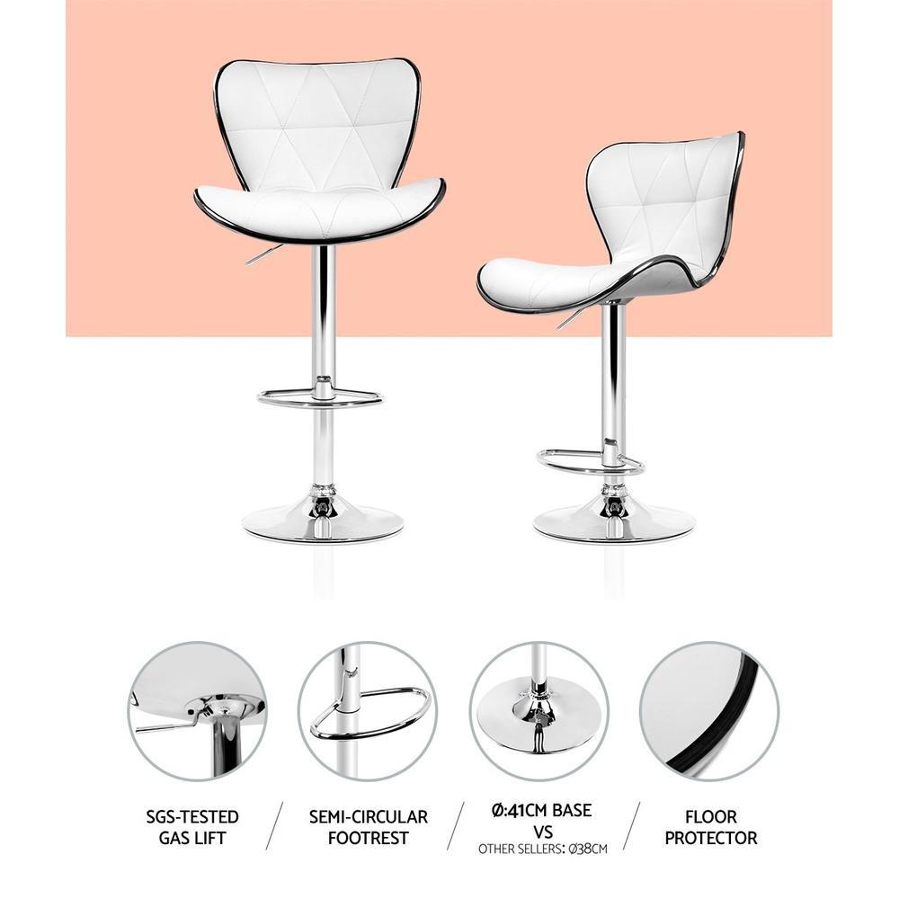 Set of 2 PU Leather Bar Stools - White - BSR
