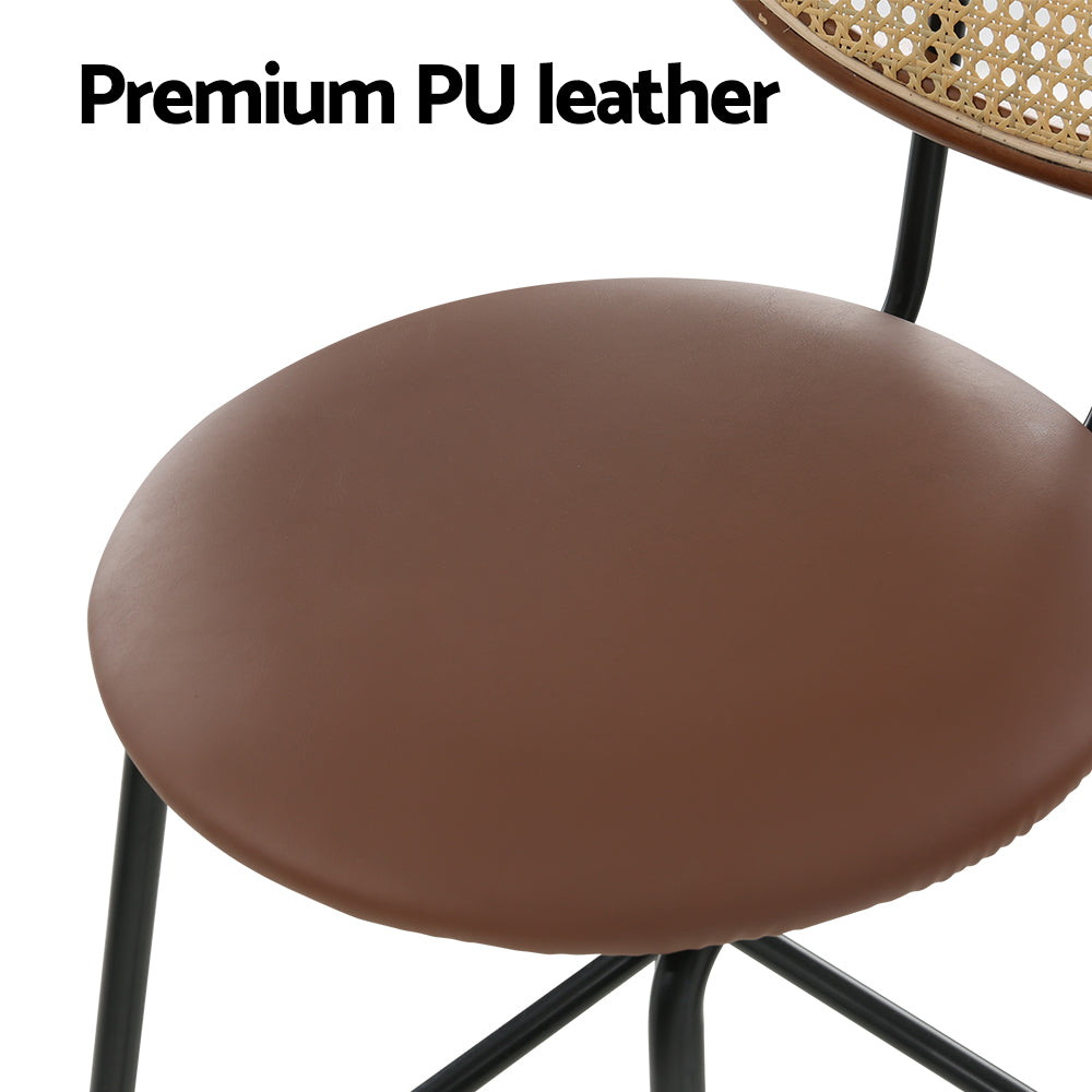 Raye PU Leather Bar Stool Set of 2 – Brown
