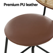 Raye PU Leather Bar Stool Set of 2 – Brown