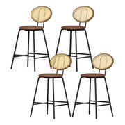Raye PU Leather Bar Stool Set of 4 – Brown