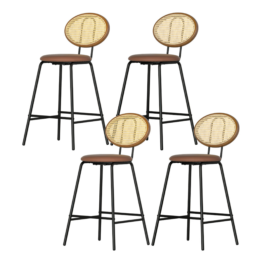 Raye PU Leather Bar Stool Set of 4 – Brown