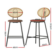 Raye PU Leather Bar Stool Set of 4 – Brown