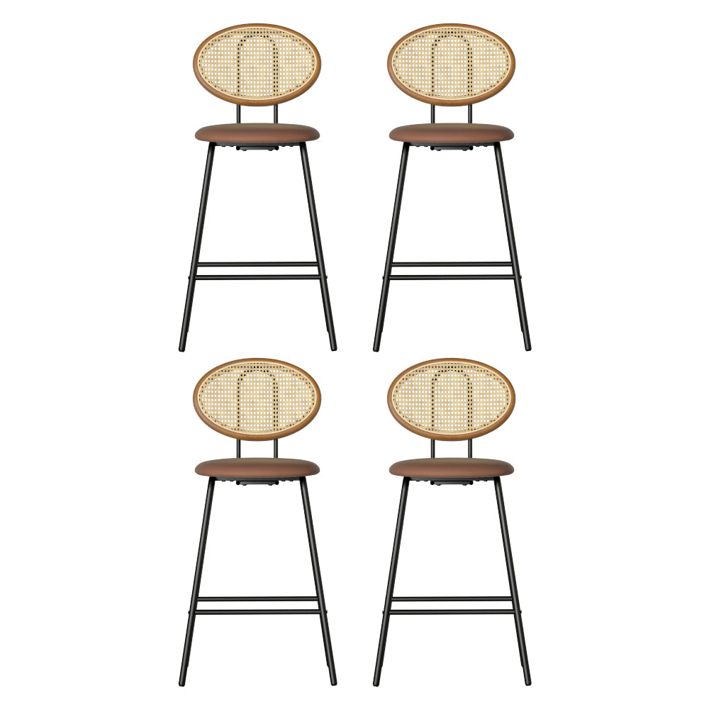 Raye PU Leather Bar Stool Set of 4 – Brown