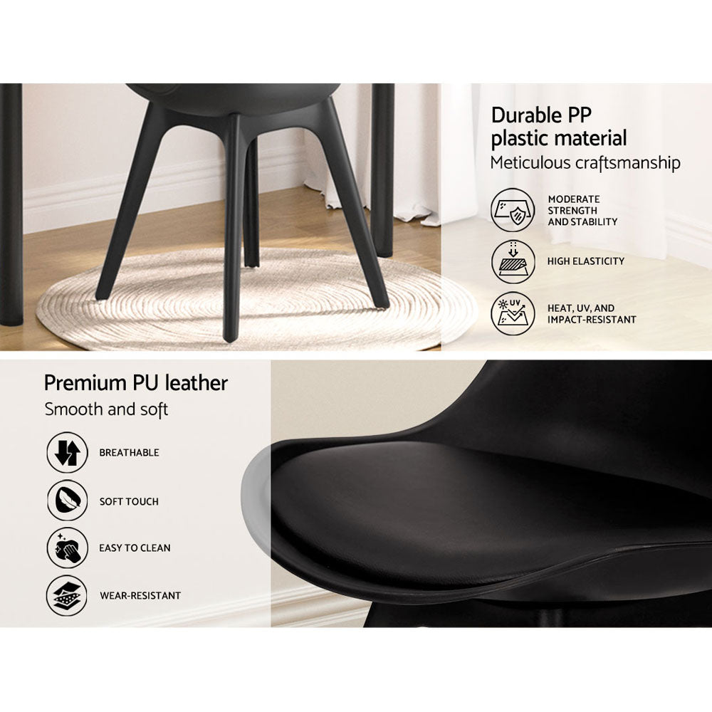 Otis PU Leather Dining Chair Set of 4 – Black