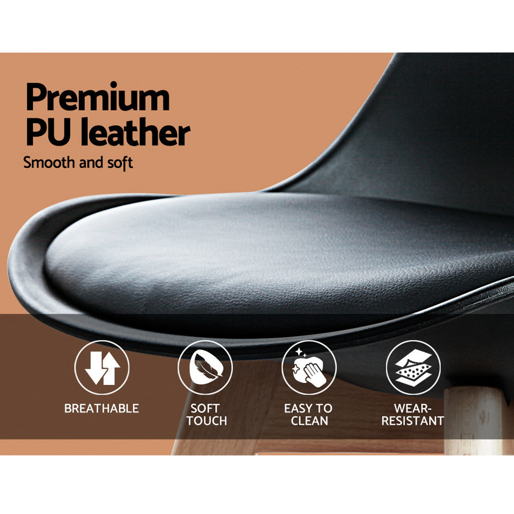 Quincy PU Leather Dining Chair Set of 4 – Black