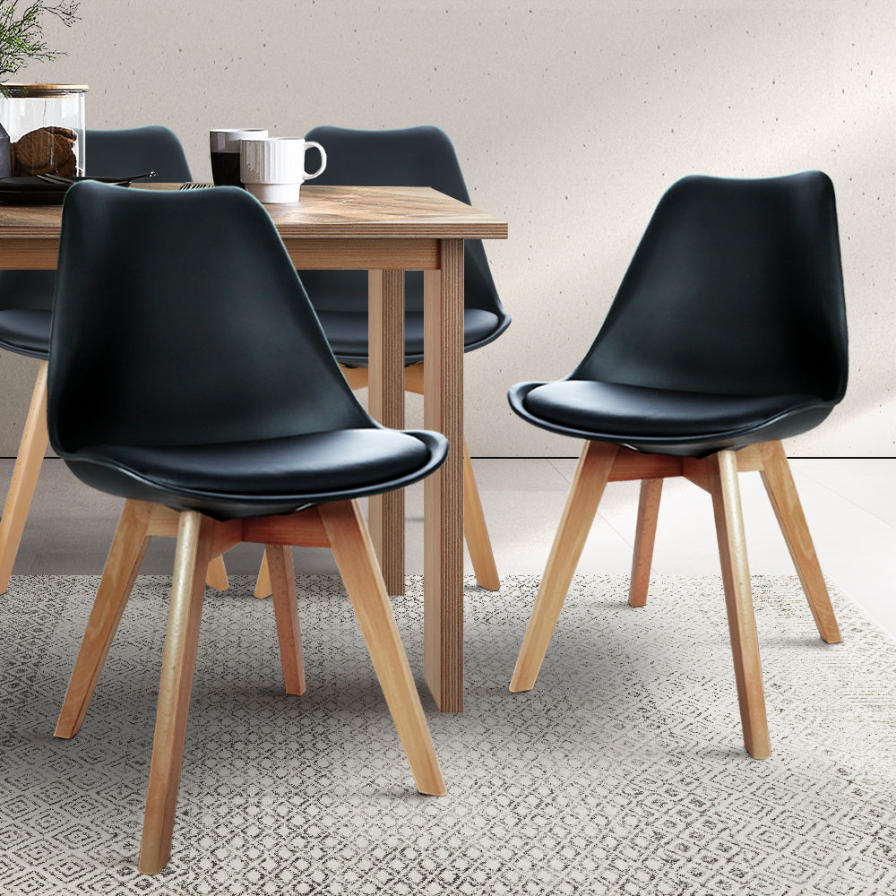 Quincy PU Leather Dining Chair Set of 4 – Black