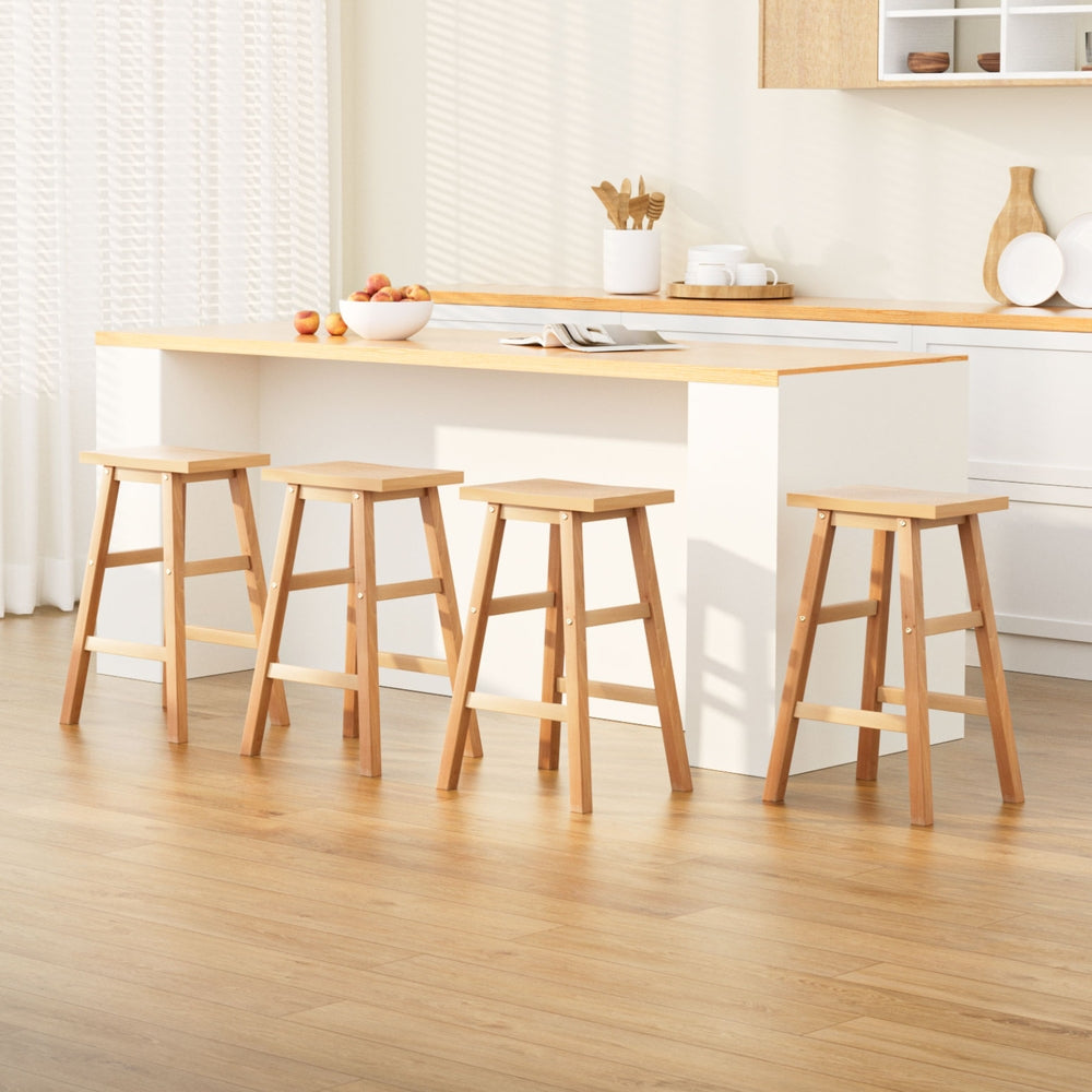 Baden Wooden Backless Kitchen Bar Stool Set of 4 – Natural — image 7