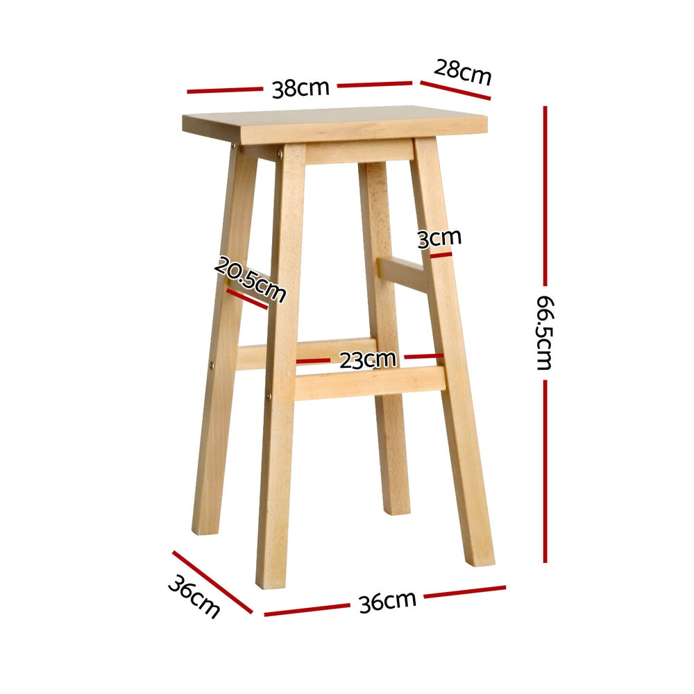 Baden Wooden Backless Kitchen Bar Stool Set of 4 – Natural — image 2