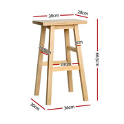 Baden Wooden Backless Kitchen Bar Stool Set of 4 – Natural — image 2