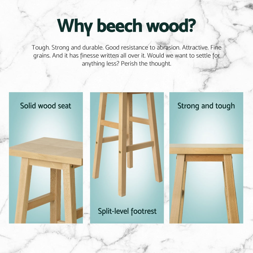 Baden Wooden Backless Kitchen Bar Stool Set of 4 – Natural — image 4