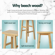Baden Wooden Backless Kitchen Bar Stool Set of 4 – Natural — image 4