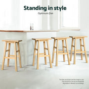 Baden Wooden Backless Kitchen Bar Stool Set of 4 – Natural — image 5