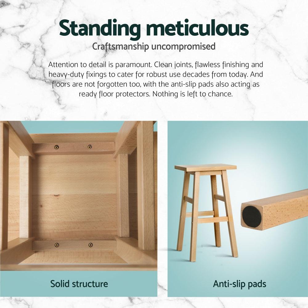 Baden Wooden Backless Kitchen Bar Stool Set of 4 – Natural — image 6
