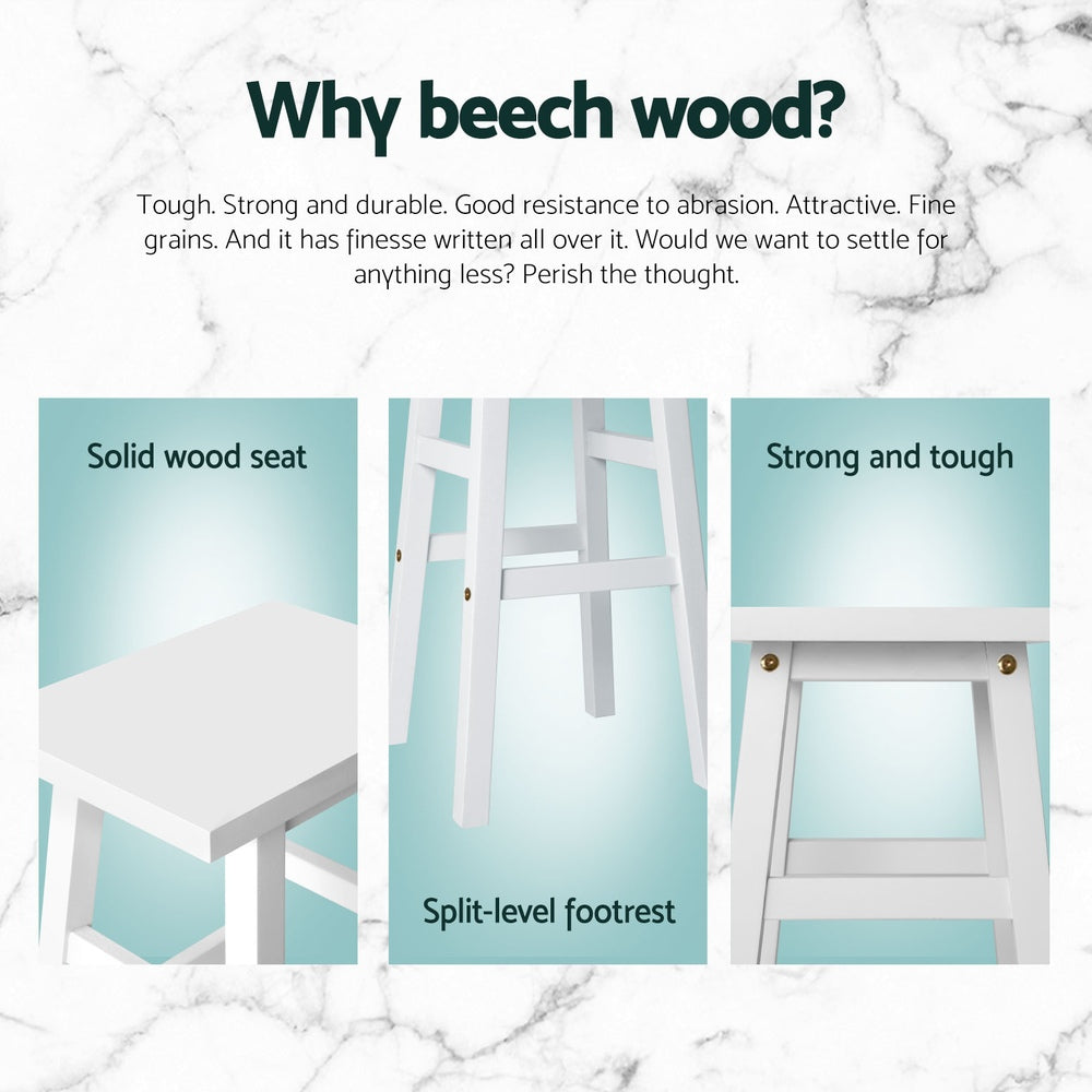 Baden Wooden Backless Kitchen Bar Stool Set of 4 – White — image 4