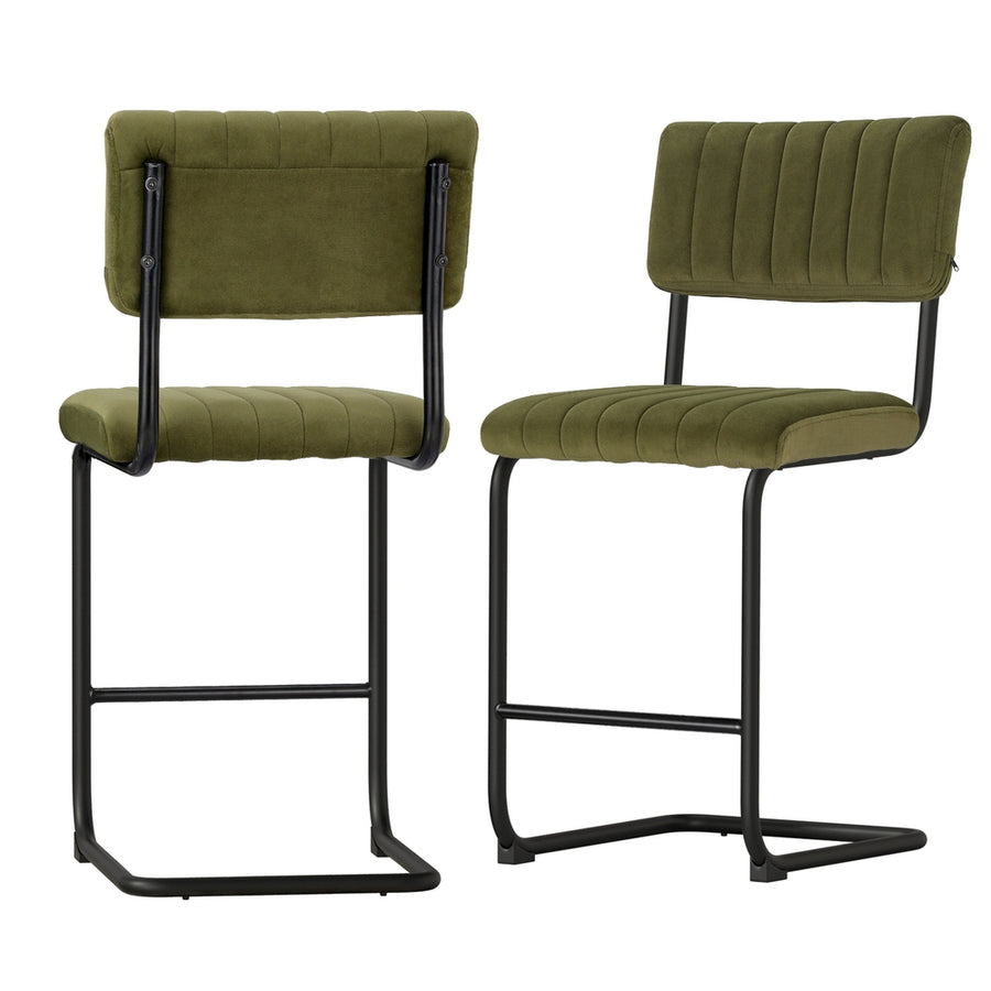 Orman Velvet Bar Stool Set of 2 – Green