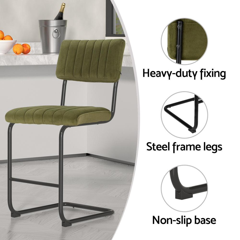 Orman Velvet Bar Stool Set of 2 – Green