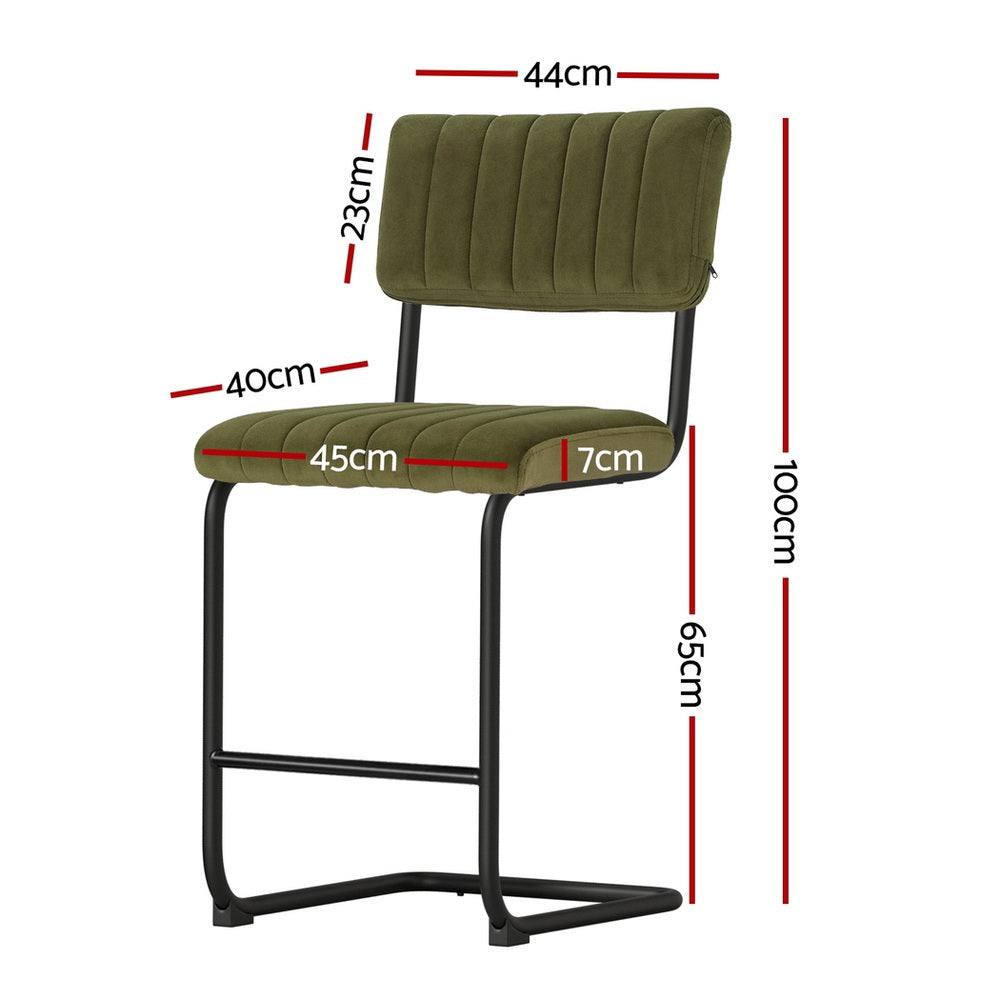 Orman Velvet Bar Stool Set of 4 – Green