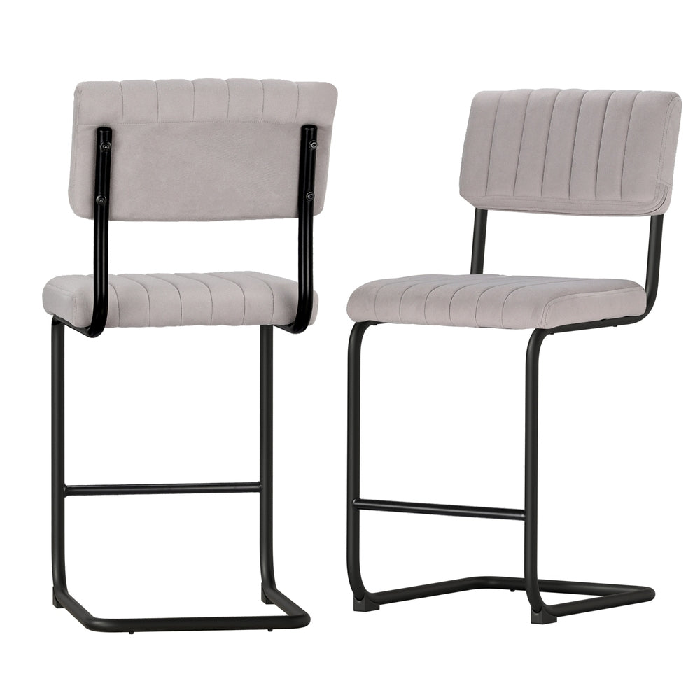 Orman Velvet Bar Stool Set of 2 – Grey