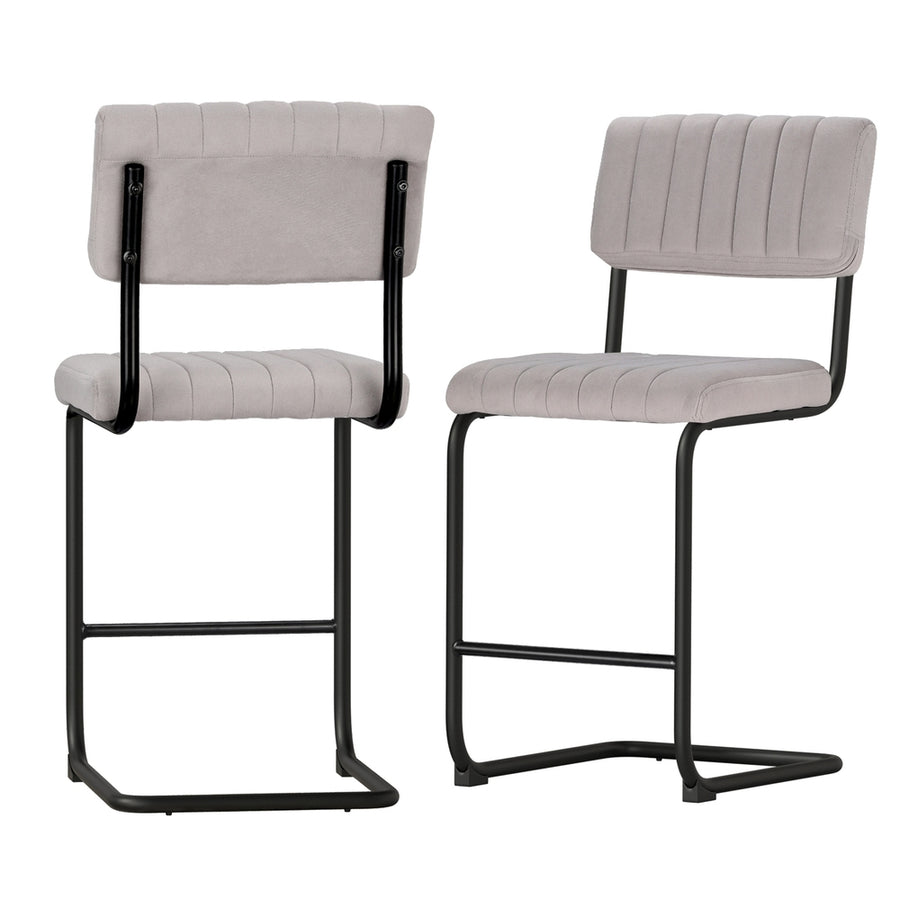 Orman Velvet Bar Stool Set of 2 – Grey