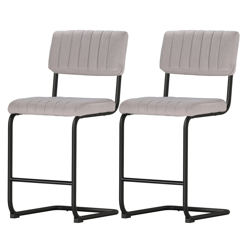 Orman Velvet Bar Stool Set of 2 – Grey