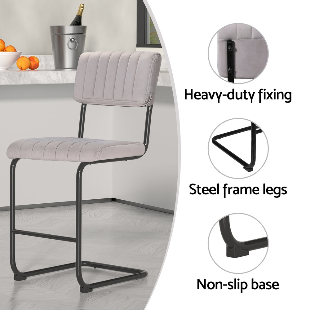 Orman Velvet Bar Stool Set of 2 – Grey
