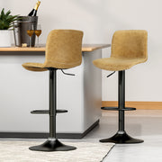 Koby PU Leather Gas-Lift Swivel Bar Stool Set of 2 – Brown