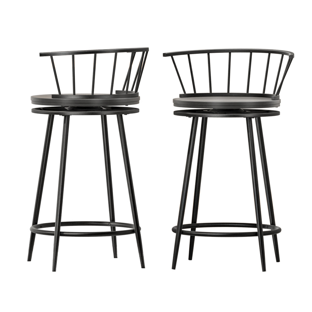 Vanny Metal Swivel Bar Stool Set of 2 – Black