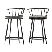 Vanny Metal Swivel Bar Stool Set of 2 – Black