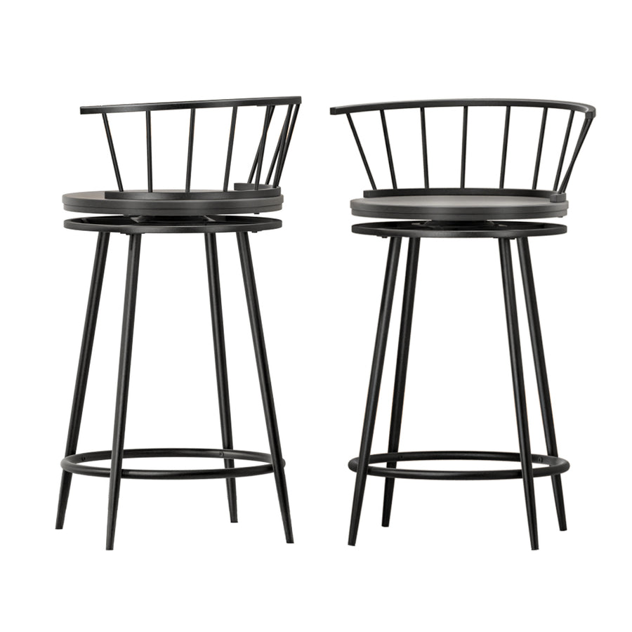Vanny Metal Swivel Bar Stool Set of 2 – Black
