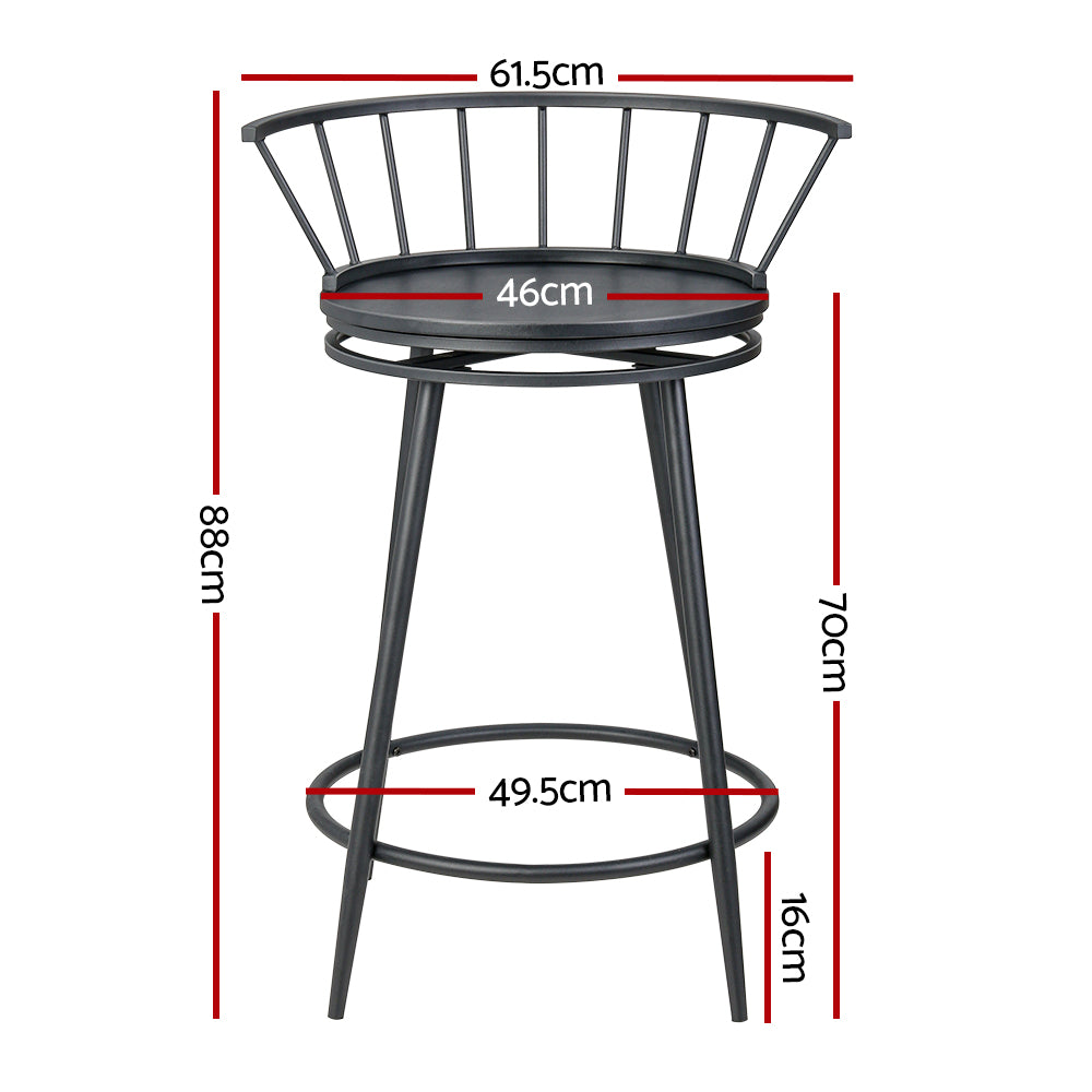Vanny Metal Swivel Bar Stool Set of 2 – Black