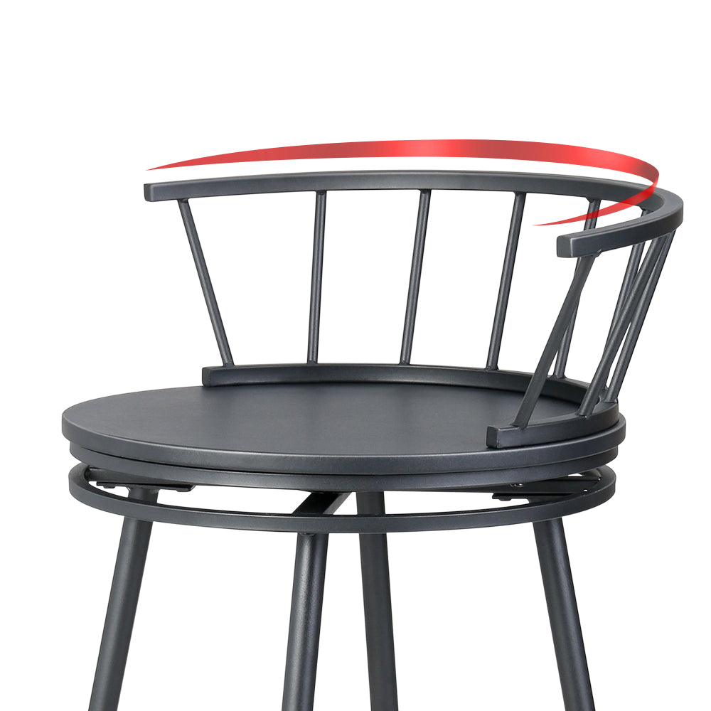 Vanny Metal Swivel Bar Stool Set of 2 – Black