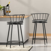 Vanny Metal Swivel Bar Stool Set of 2 – Black