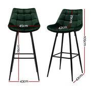 Audrey Velvet Bar Stool Set of 4 – Green