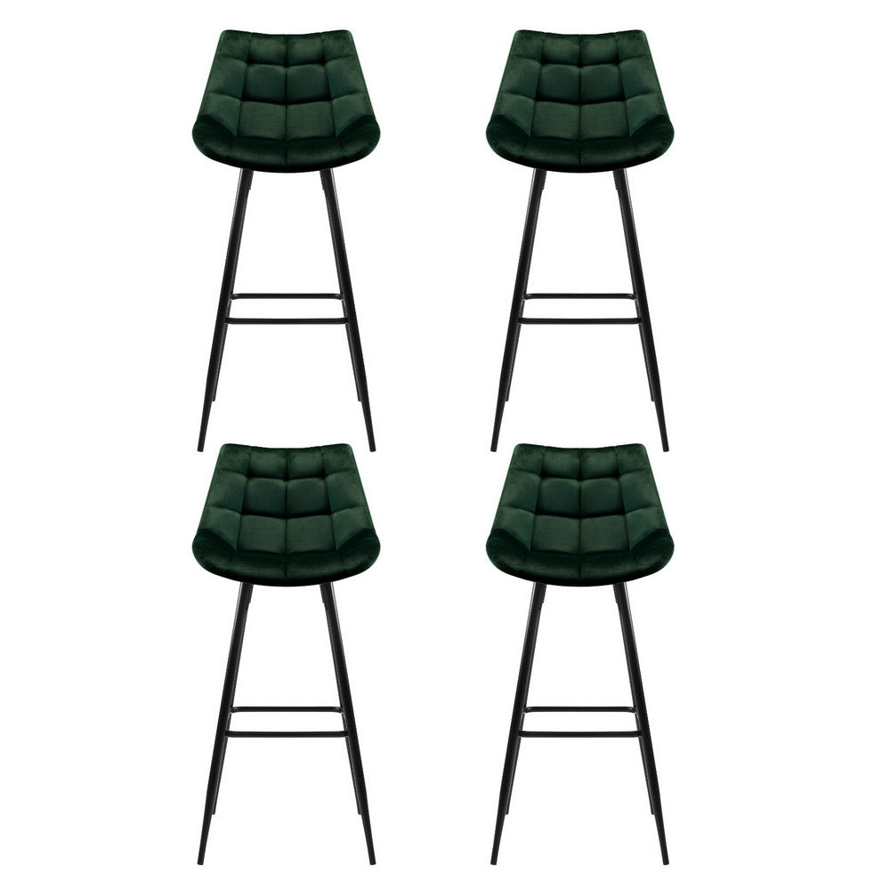 Audrey Velvet Bar Stool Set of 4 – Green