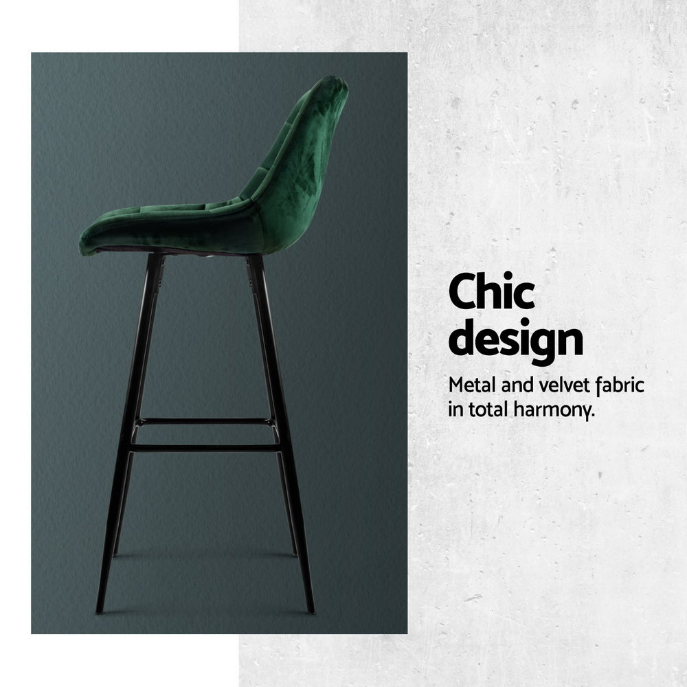 Audrey Velvet Bar Stool Set of 4 – Green