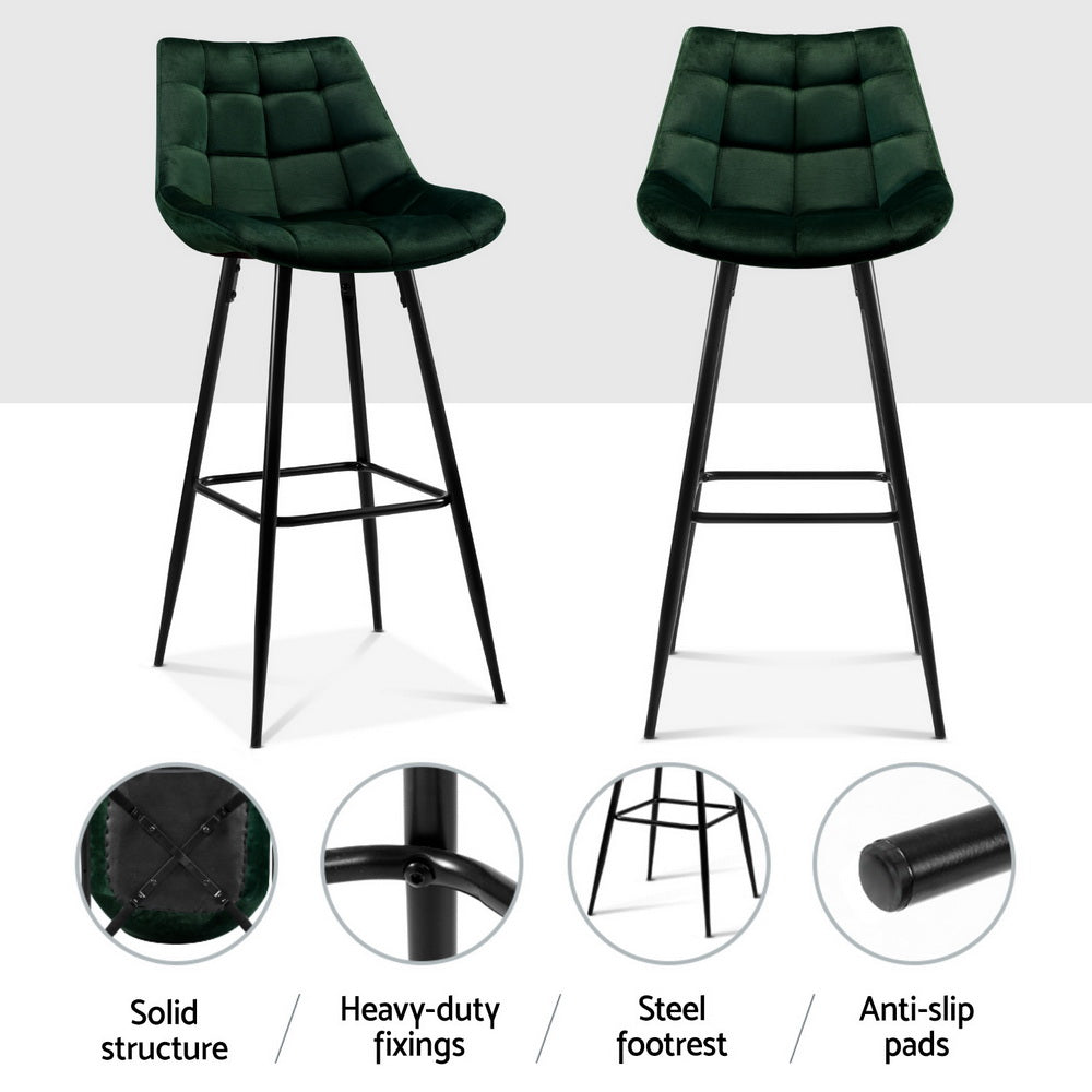 Audrey Velvet Bar Stool Set of 4 – Green