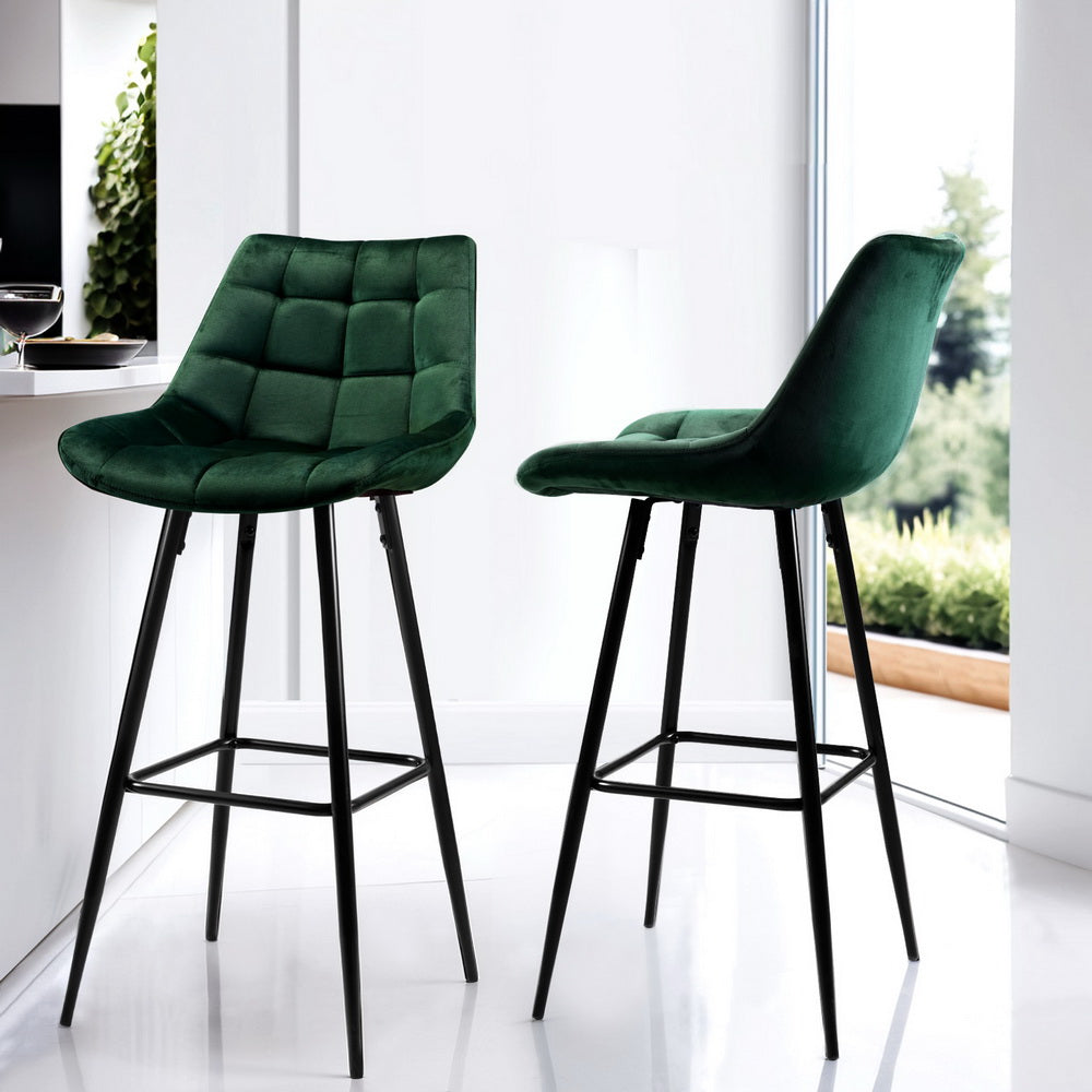 Audrey Velvet Bar Stool Set of 4 – Green