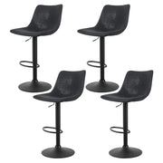 Bayside PU Leather Gas-Lift Swivel Bar Stool Set of 4 – Black