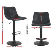 Bayside PU Leather Gas-Lift Swivel Bar Stool Set of 4 – Black