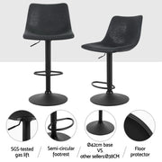 Bayside PU Leather Gas-Lift Swivel Bar Stool Set of 4 – Black