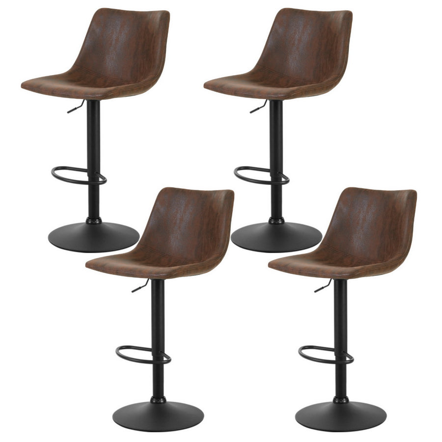 Bayside Fabric Gas-Lift Swivel Bar Stool Set of 4 – Brown