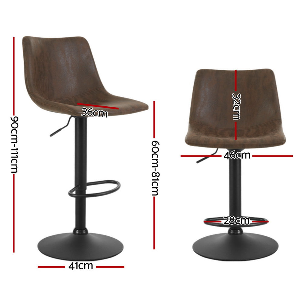 Bayside Fabric Gas-Lift Swivel Bar Stool Set of 4 – Brown
