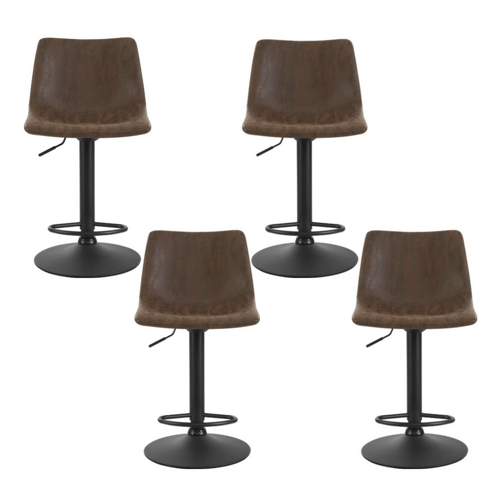 Bayside Fabric Gas-Lift Swivel Bar Stool Set of 4 – Brown