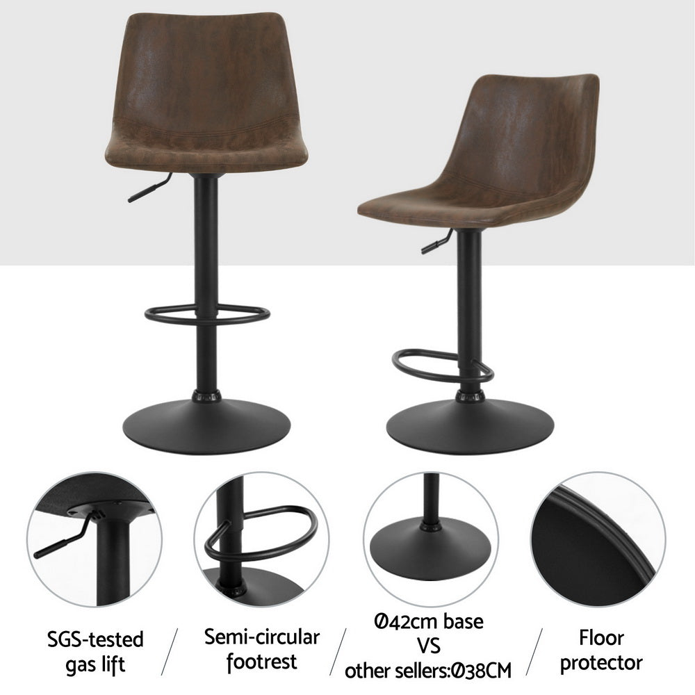 Bayside Fabric Gas-Lift Swivel Bar Stool Set of 4 – Brown