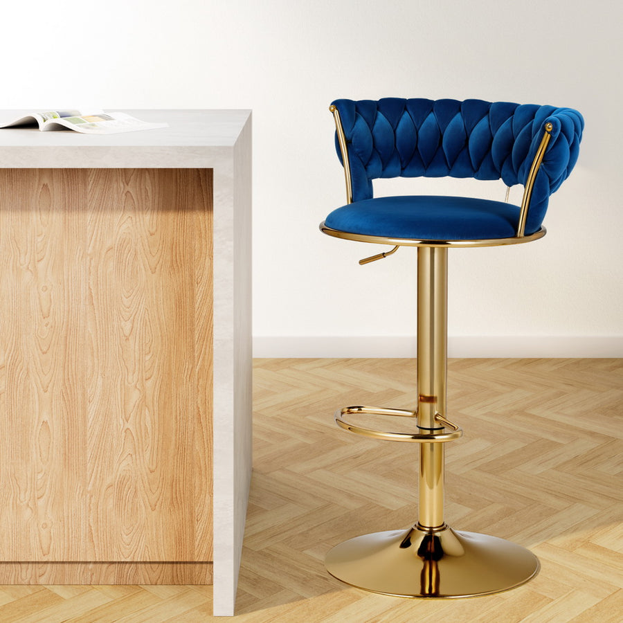 Vivien Velvet Gas-Lift Swivel Bar Stool – Navy — image 1