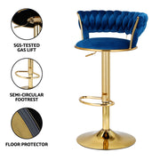 Vivien Velvet Gas-Lift Swivel Bar Stool – Navy — image 5
