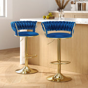 Vivien Velvet Gas-Lift Swivel Bar Stool Set of 2 – Navy — image 7