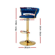 Vivien Velvet Gas-Lift Swivel Bar Stool Set of 2 – Navy — image 2