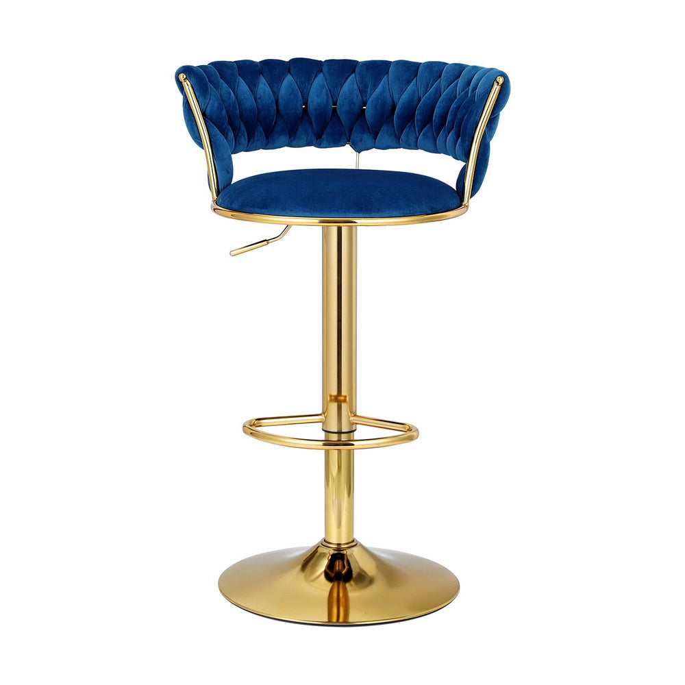 Vivien Velvet Gas-Lift Swivel Bar Stool Set of 2 – Navy — image 3